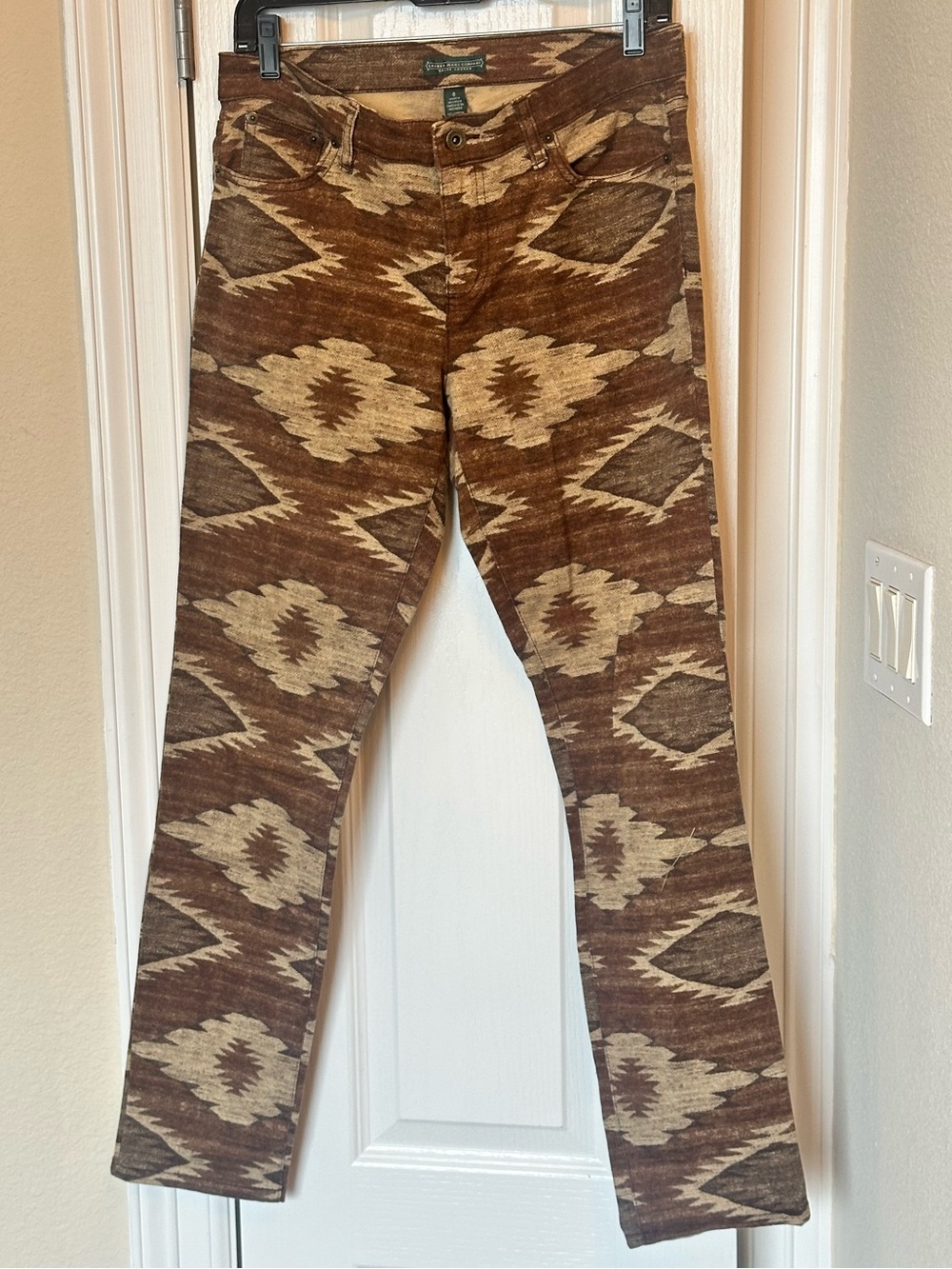 Ralph Lauren Southwestern Print Brown & Beige Skinny Pants
